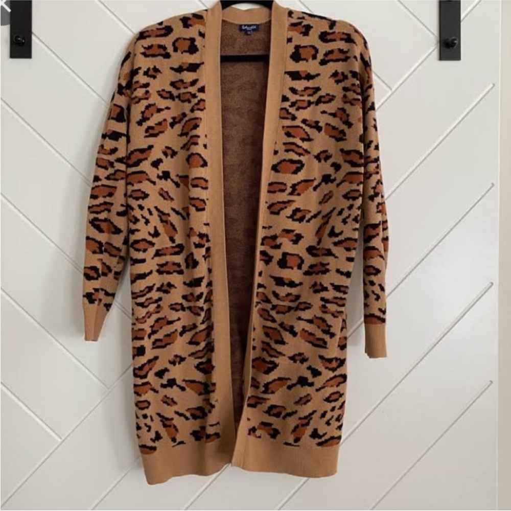 Leopard Print Open Front Cardigan